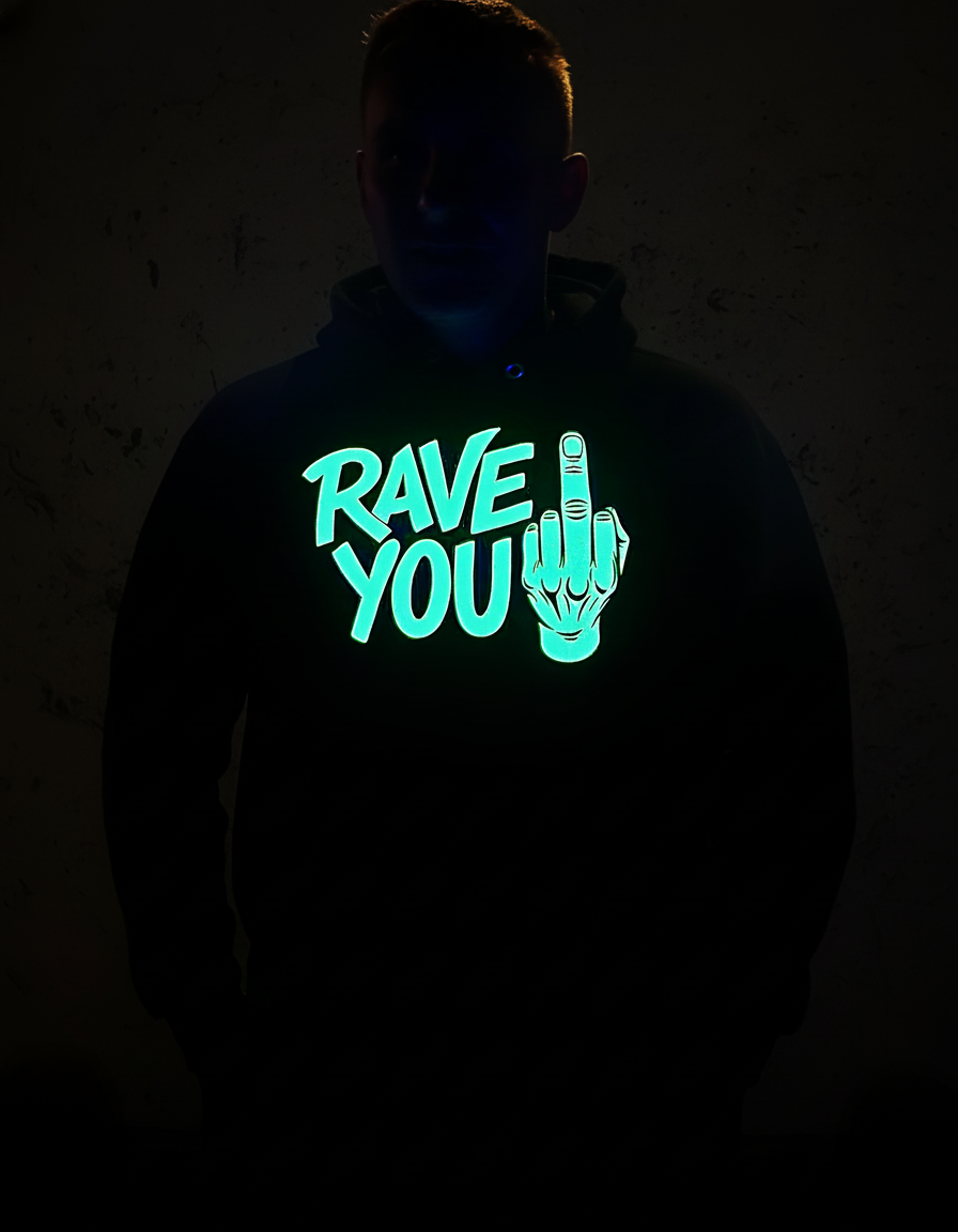 Glow in Dark RAVE YOU Hoodie