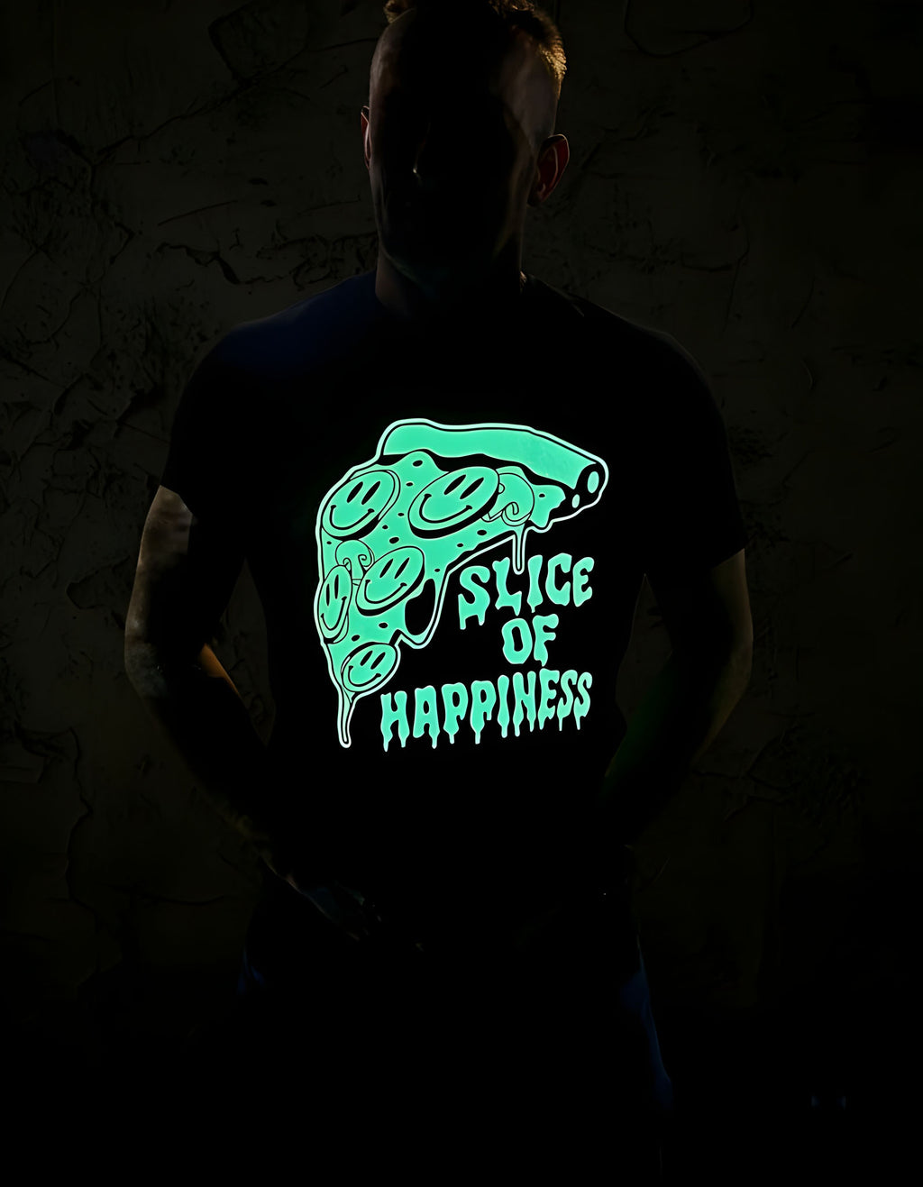Glow in Dark SMILEY PIZZA T-shirt